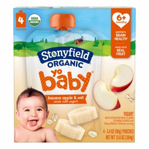 Stonyfield Organic Yobaby Banana & Oat Whole Milk Baby Yogurt Pouches