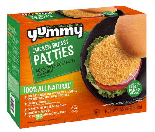 Yummy All Natural  Fully Cooked Chicken Breast Patties