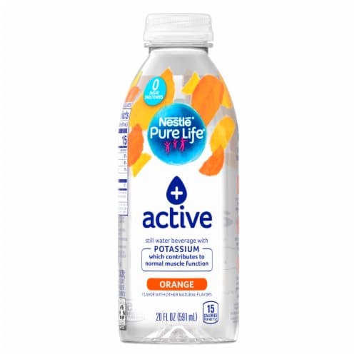 Nestle Pure Life Still Water Beverage, Orange, + Active