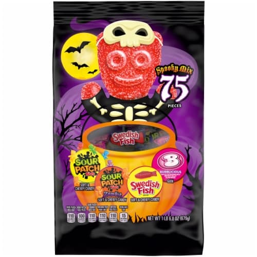 Sour Patch Swedish Fish & Bubblicious Spooky Candy Mix