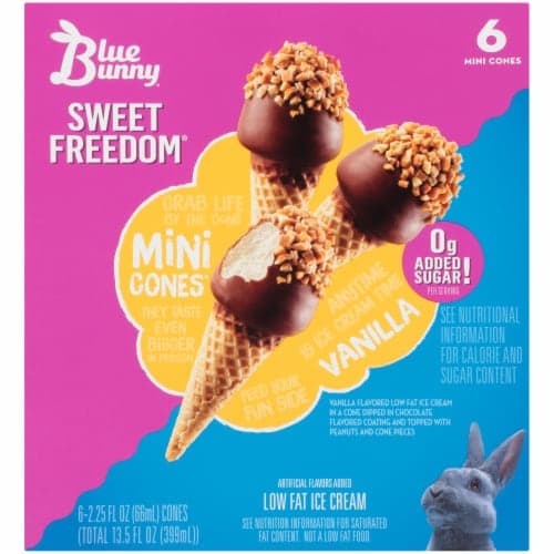 Blue Bunny Sweet Freedom No Sugar Added Vanilla Ice Cream Mini Cones