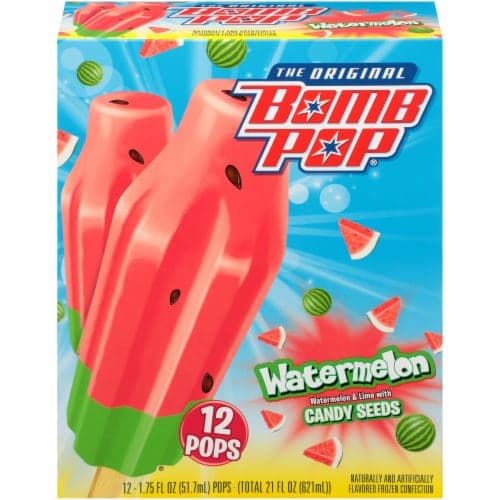 Bomb Pop Watermelon Watermelon & Lime With Candy Seeds Pops