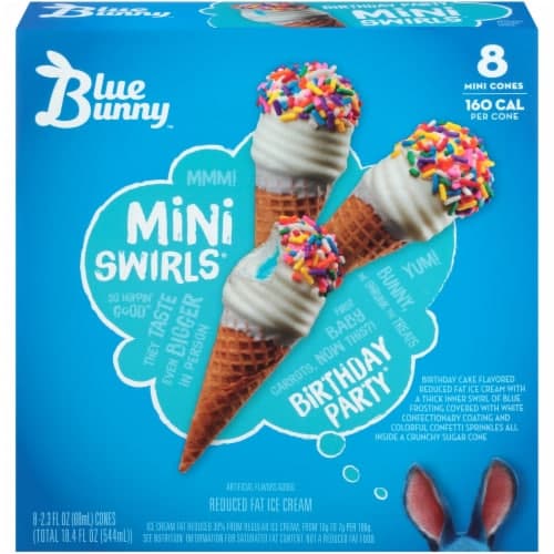 Blue Bunny Mini Swirls Ice Cream Cones, Birthday Party, Mini