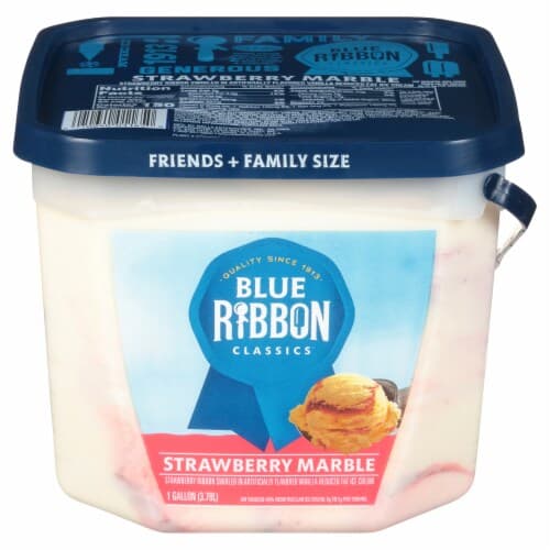 Blue Ribbon Classics Ice Cream, Reduced Fat, Strawberry Marble, Friends + Family Size