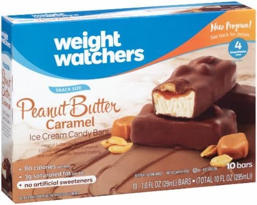 Weight Watchers Ice Cream Candy Bars, Peanut Butter Caramel, Snack Size