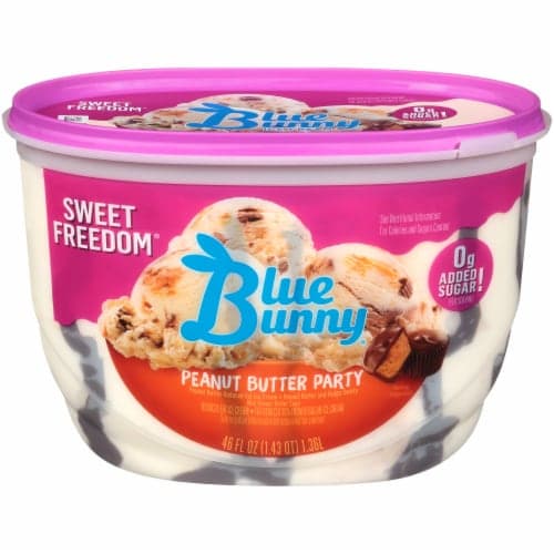Blue Bunny Sweet Freedom Peanut Butter Party Reduced Fat Ice Cream. Oz. Tub
