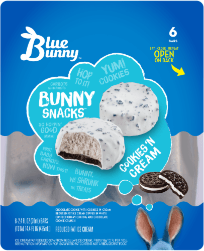 Blue Bunny Ice Cream Bars, Reduced Fat, Cookies 'N Cream