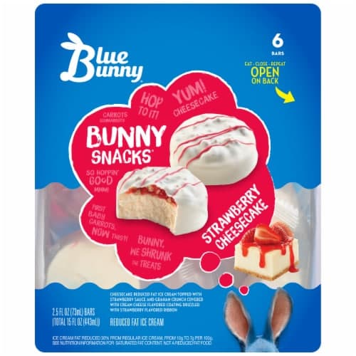 Blue Bunny Ice Cream Bars, Reduced Fat, Strawberry Cheesecake