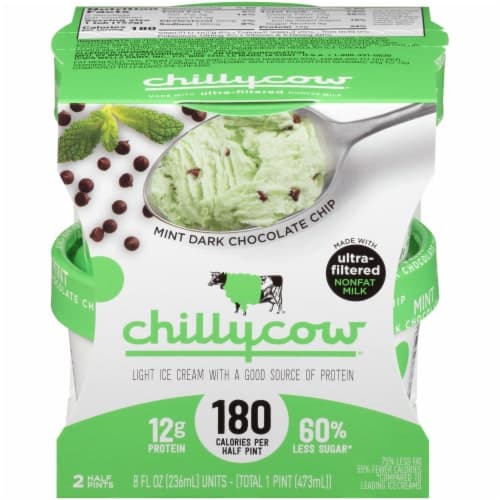 Chillycow Ice Cream, Light, Mint Dark Chocolate Chip