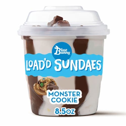 Blue Bunny Load'D Sundaes Monster Cookie  Dairy Dessert