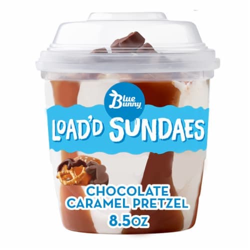 Blue Bunny Load'D Sundaes Chocolate Caramel Pretzel Ice Cream