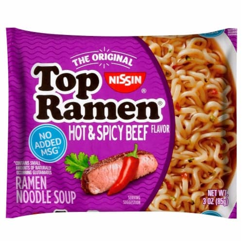 Nissin Ramen Noodle Soup, Hot & Spicy Beef