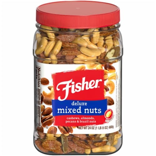 Fisher Deluxe Mixed Nuts. Container
