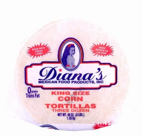 Diana'S King Size Three Dozen White Corn Tortillas