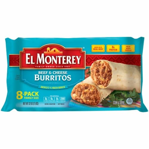 El Monterey Burritos, Beef & Cheese, 8-Pack Family Size