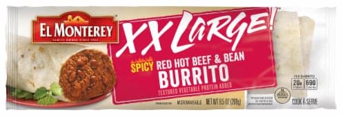 El Monterey Xx Large Spicy Red Hot Beef & Bean Burrito