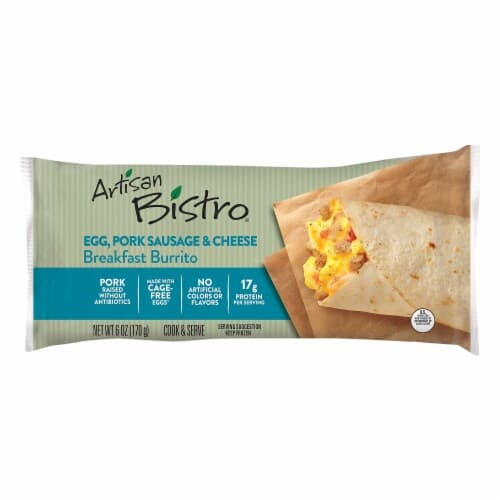 Artisan Bistro Egg, Pork, Sausage And Cheese Burrito. Single Serve