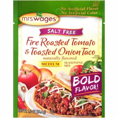 Mrs Wages Seasoning Mix, Salt Free, Fire Roasted Tomato & Toasted Onion Taco, Medium