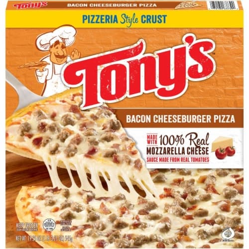 Tonys Pizza, Pizzeria Style Crust, Bacon Cheeseburger