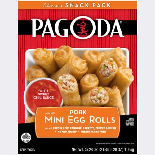 Pagoda Egg Rolls, Mini, Pork, With Sweet Chili Sauce, Snack