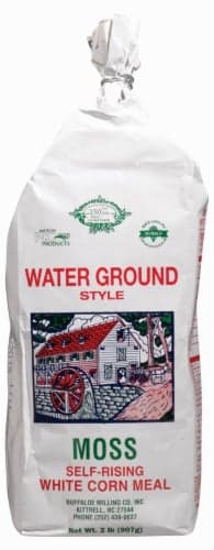 Buffaloe Milling Corn Meal, Moss Self-Rising White, Water Ground Style