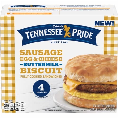 Odom'S Tennessee Pride Sausage Egg & Cheese Buttermilk Biscuit Sandwiches