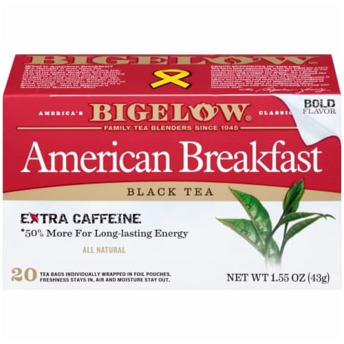 Bigelow Extra Caffeine Bags American Breakfast Black Tea
