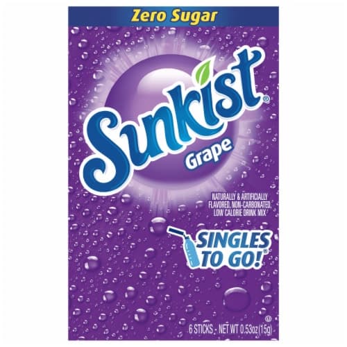 Sunkist Drink Mix Singles To Go Low Calorie Grape