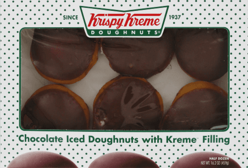 Krispy Kreme Doughnuts, Chocolate Iced, With Kreme Filling