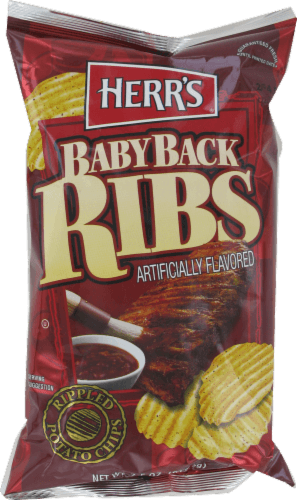 Herrs Potato Chips, Rippled, Baby Back Ribs
