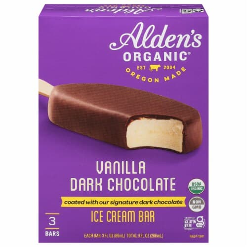 Alden'S Organic Vanilla Dark Chocolate Ice Cream Bars