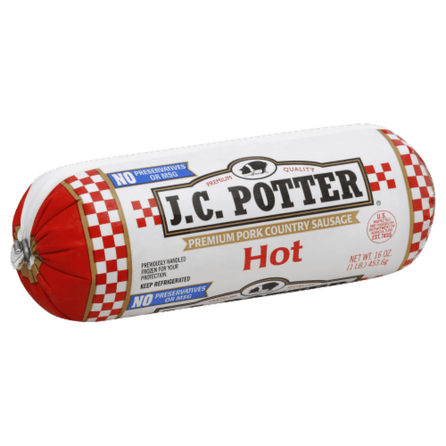 Jc Potter Sausage, Premium Pork Country, Hot