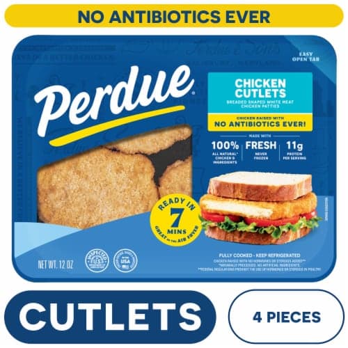 Perdue Breaded Chicken Breast Cutlets No Antibiotics Ever  In Tray Case