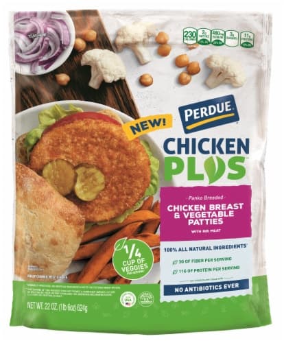 Perdue, Chicken Plus - Patties, Panko Breaded, Chicken Breast & Vegetable