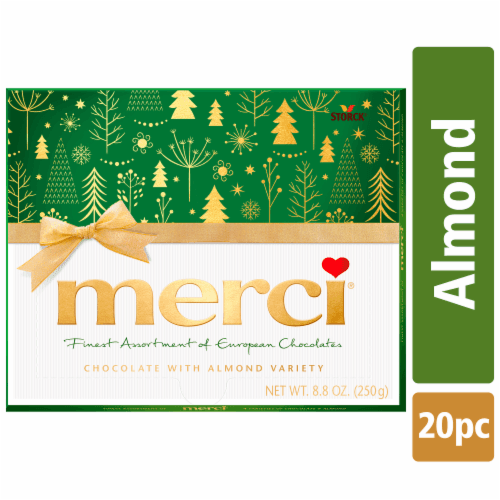 Merci Chocolate With Almond Variety: Hazelnut Almond, White Almond Crisp, Almond Honey Crunch, Dark Almond Cream