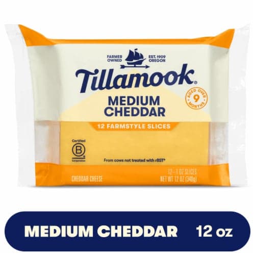 Tillamook Medium Cheddar  Farmstyle Thick Cut Cheese Slices
