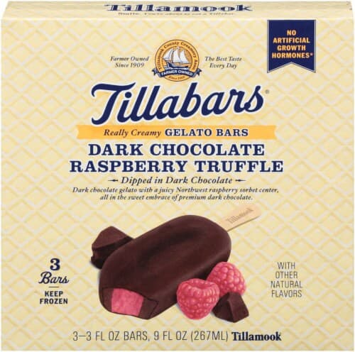 Tillamook Gelato Bars, Creamy, Dark Chocolate Raspberry
