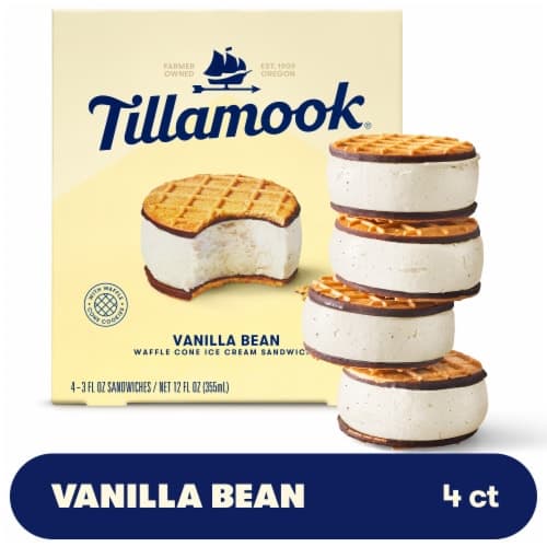Tillamook Vanilla Bean Ice Cream Sandwiches Individually Wrapped Multipack