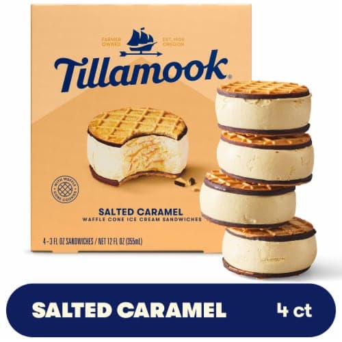 Tillamook Salted Caramel Ice Cream Sandwiches Individually Wrapped Multipack