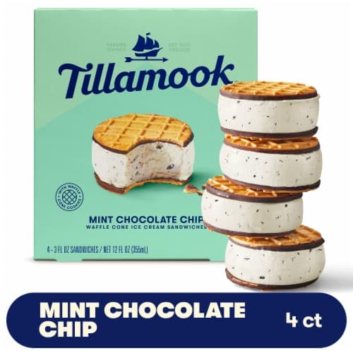 Tillamook Mint Chocolate Chip Ice Cream Sandwiches Individually Wrapped Multipack