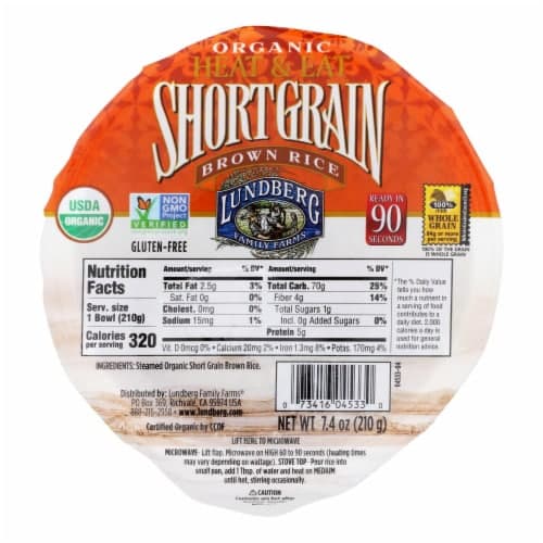 Lundberg Organic Heat & Eat Short Grain Brown Rice Bowl