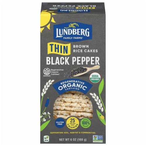 Lundberg Organic Thin Stackers Grain Cakes Puffed Cracked Black Pepper
