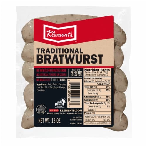 Klement'S Fully Cooked Bratwurst