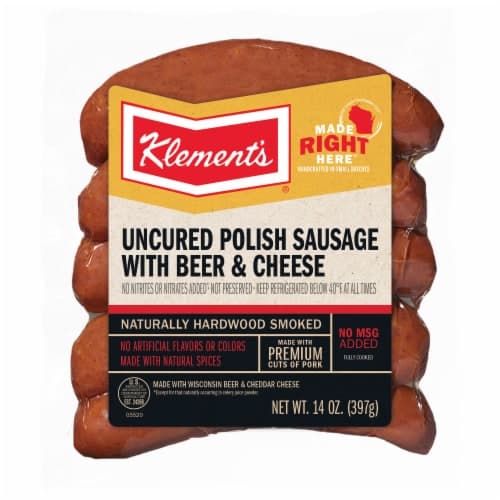 Klement'S Uncured Beer & Cheese Polish Sausage