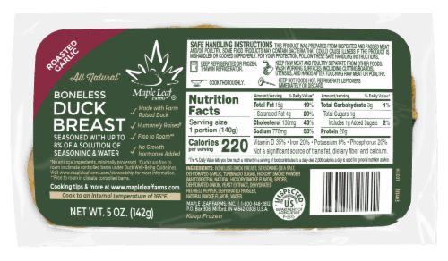 Maple Leaf Farms All Natural Boneless Fresh Duck Roasted Garlic Breast