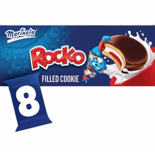 Marinela Rocko Strawberry And Marshmallow Filled Snack Cookies With Chocolate Coating