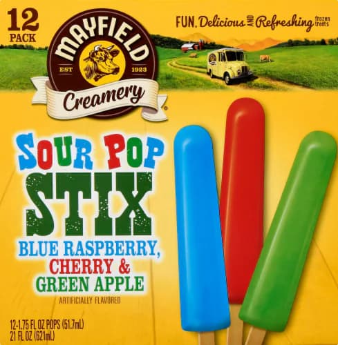 Mayfield Creamery Sour Pop Stix, Blue Raspberry, Cherry & Green Apple