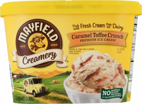 Mayfield Creamery Ice Cream, Premium, Caramel Toffee Crunch