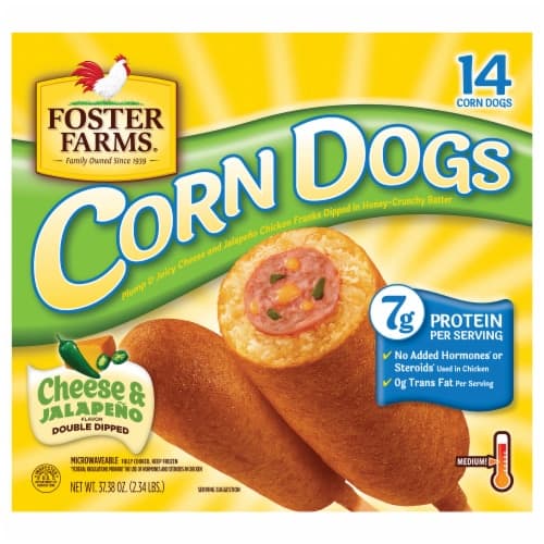 Foster Farms Corn Dogs, Cheese & Jalapeno Flavor, Medium, Double Dipped