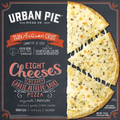 Pizza, Thin Artisan Crust, Eight Cheeses Creamy Garlic Alfredo Sauce